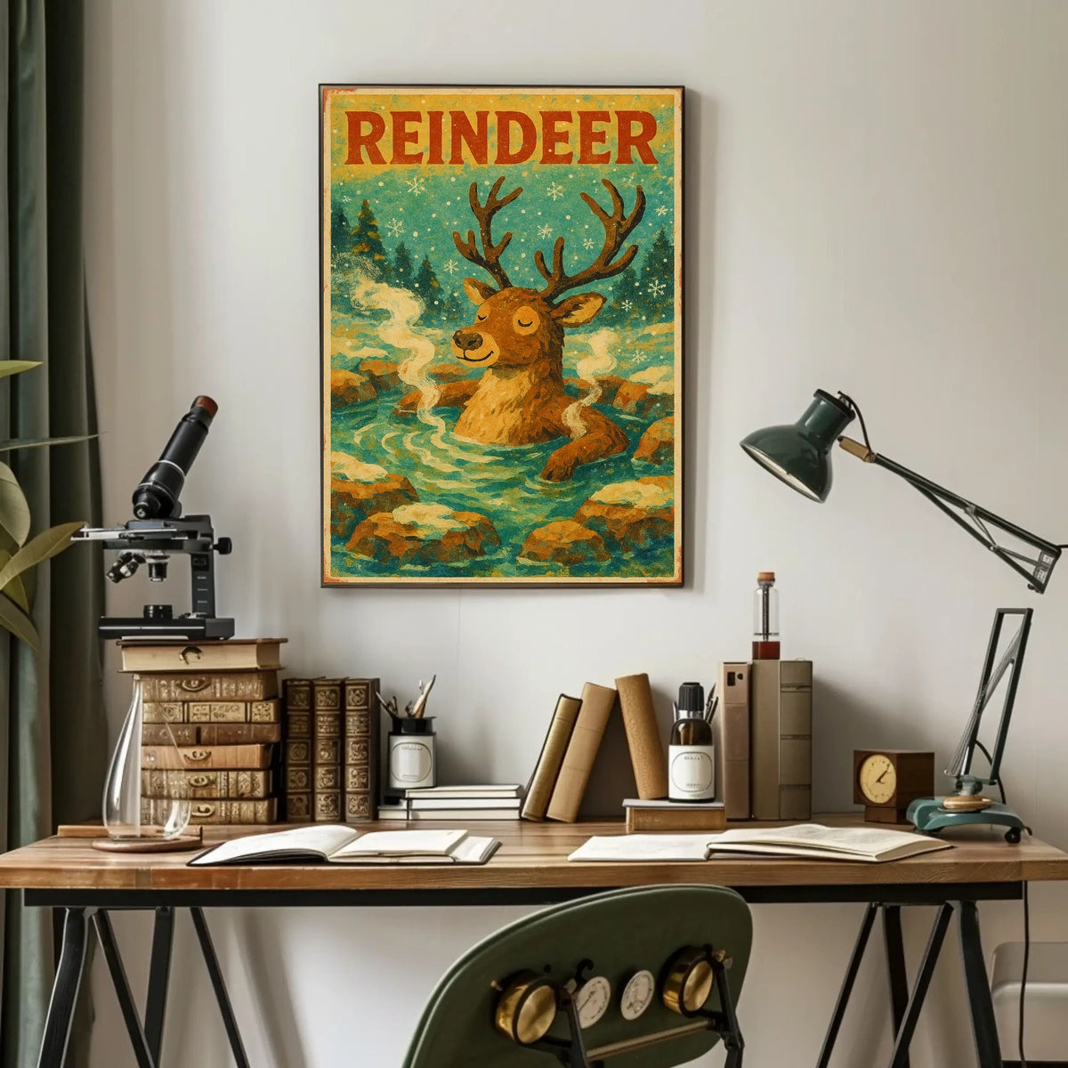 Relaxed Reindeer in Nature Animal Poster