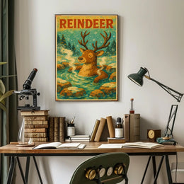 Relaxed Reindeer in Nature Animal Poster