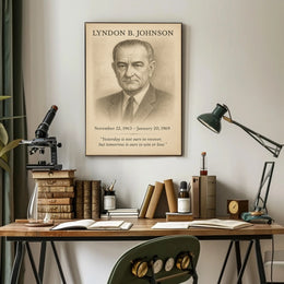 Lyndon B Johnson President Sketch Poster Art Print for Home Decor PosterGoat