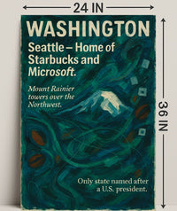 Washington Landmarks Modern Travel Poster