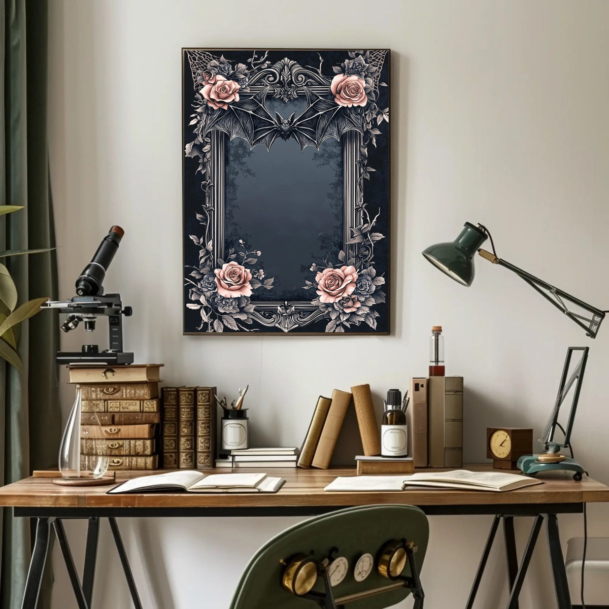 Gothic Romance Bat and Roses Poster