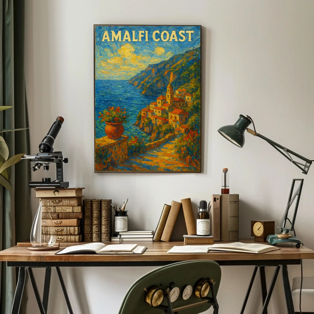 Amalfi Coast Poster Art for Coastal Wall Decor 18x24