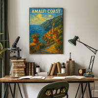 Amalfi Coast Poster Art for Coastal Wall Decor 18x24
