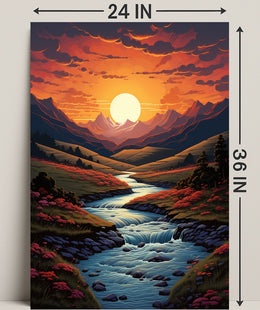 Sunset Over Serene Valley Poster