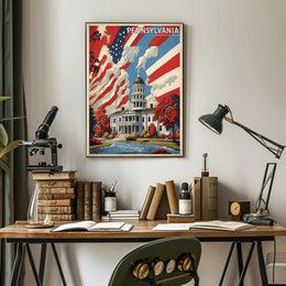 Vintage Pennsylvania State Capitol Travel Poster