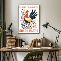Rhode Island Red Chicken Art Poster Decor