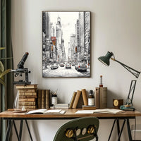 Bustling City Scene with Iconic New York Charm: Travel Poster