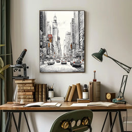Bustling City Scene with Iconic New York Charm: Travel Poster