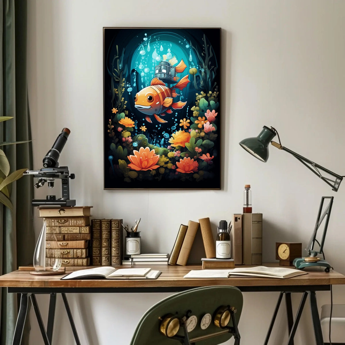 Whimsical Underwater Adventure Poster with Colorful Fish