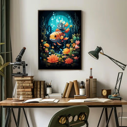 Whimsical Underwater Adventure Poster with Colorful Fish