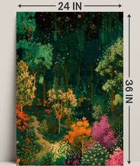 Enchanted Night Forest Fantasy with Stars Poster