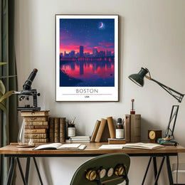 Boston Twilight: Modern Cityscape Art Poster