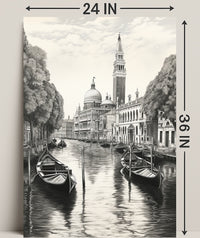 Venetian Canal A Serene Illustration Poster
