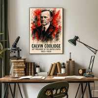 Calvin Coolidge Watercolor 1923-1929 Historical Presidential Poster