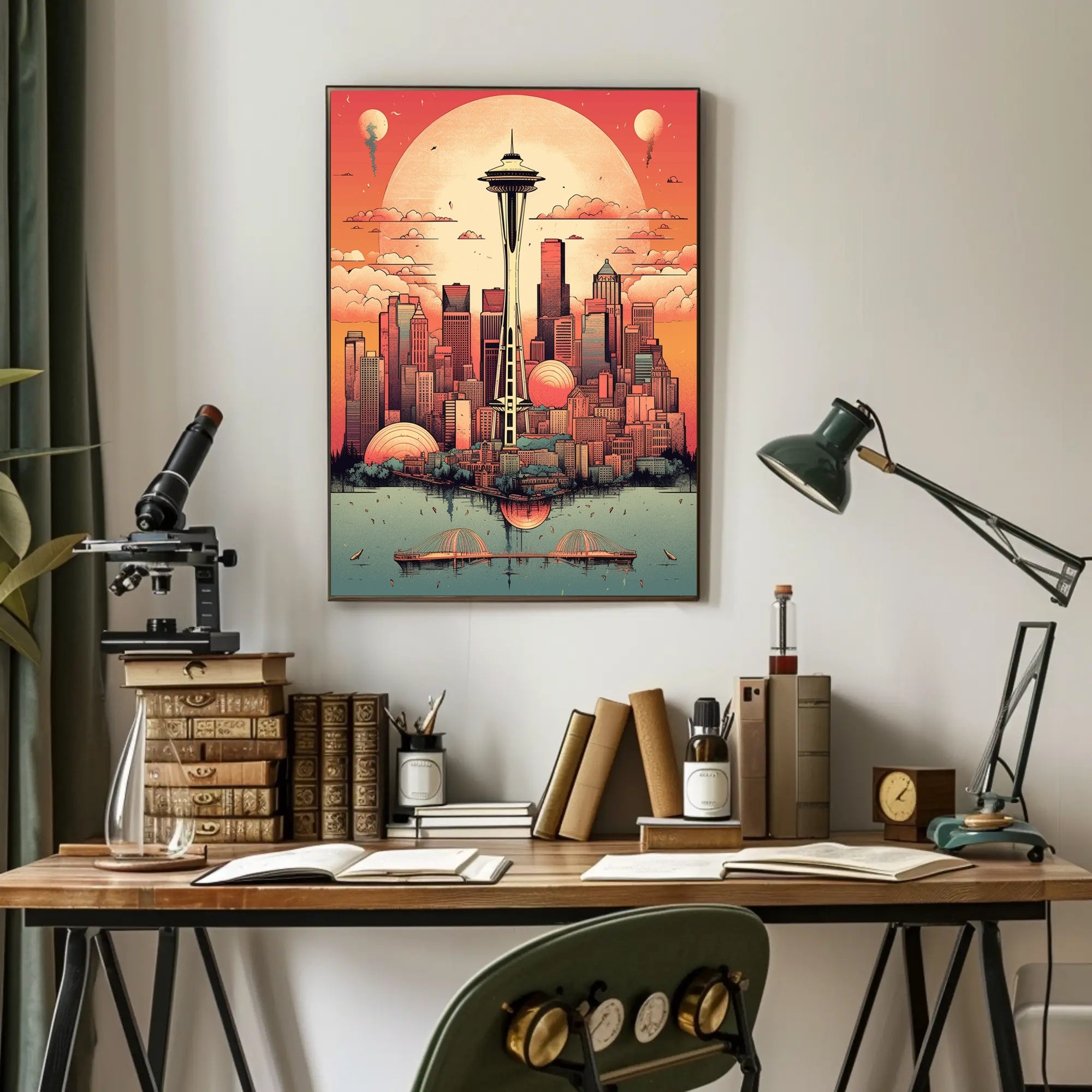 Surreal Seattle Skyline Poster