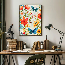 Vibrant Floral Garden: Watercolor Art Poster for Homes