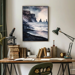 Iceland Vik Black Sand Beach and Reynisdrangar Rocks Poster