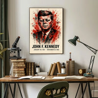 Iconic JFK Tribute Vintage Presidency Portrait Patriotic Realism Wall Art Poster