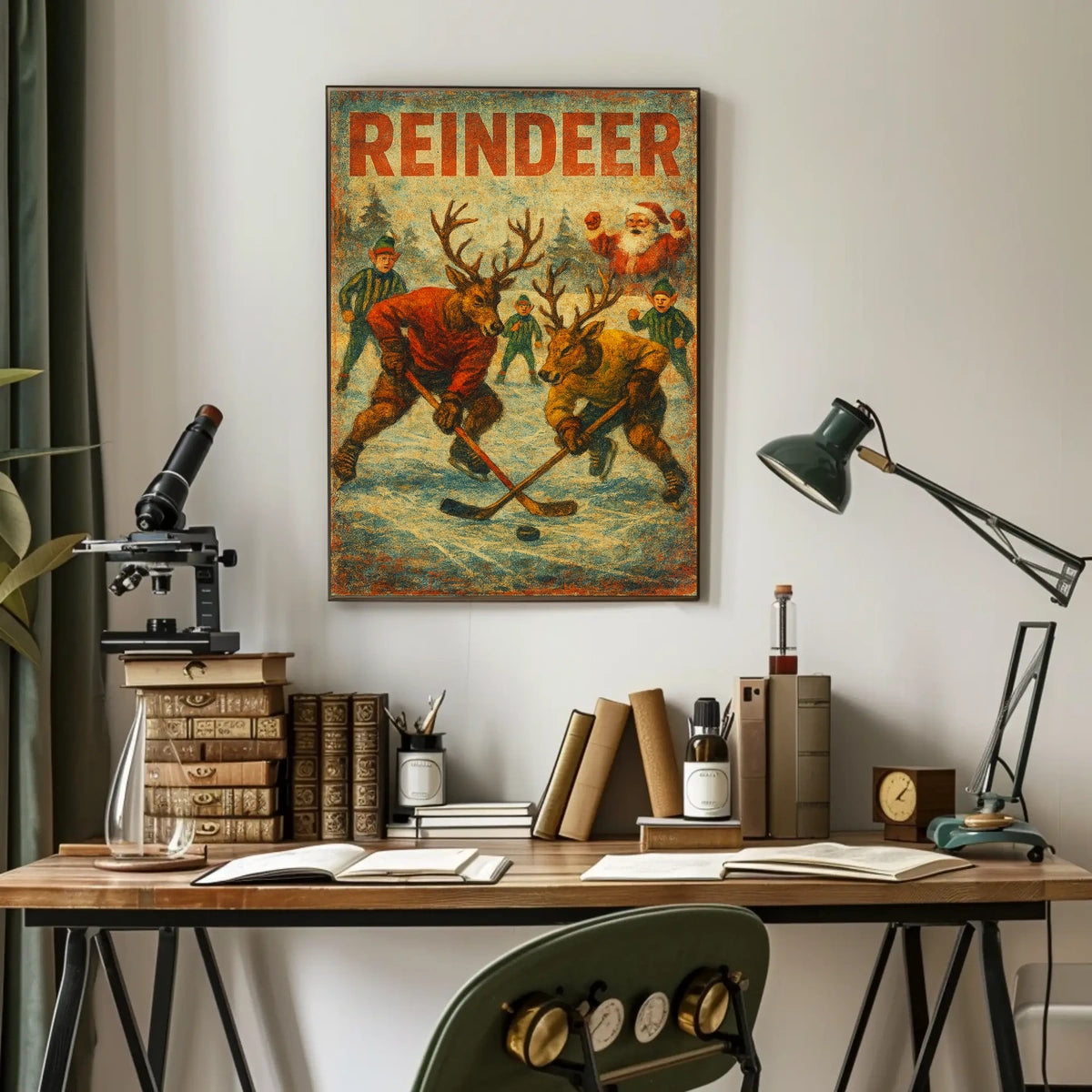 Reindeer Hockey Poster