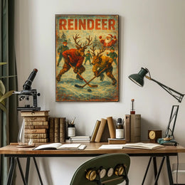 Reindeer Hockey Poster