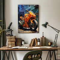 Vibrant Urban Motorcycle Poster PosterGoat