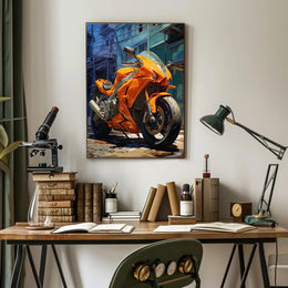Vibrant Urban Motorcycle Poster PosterGoat