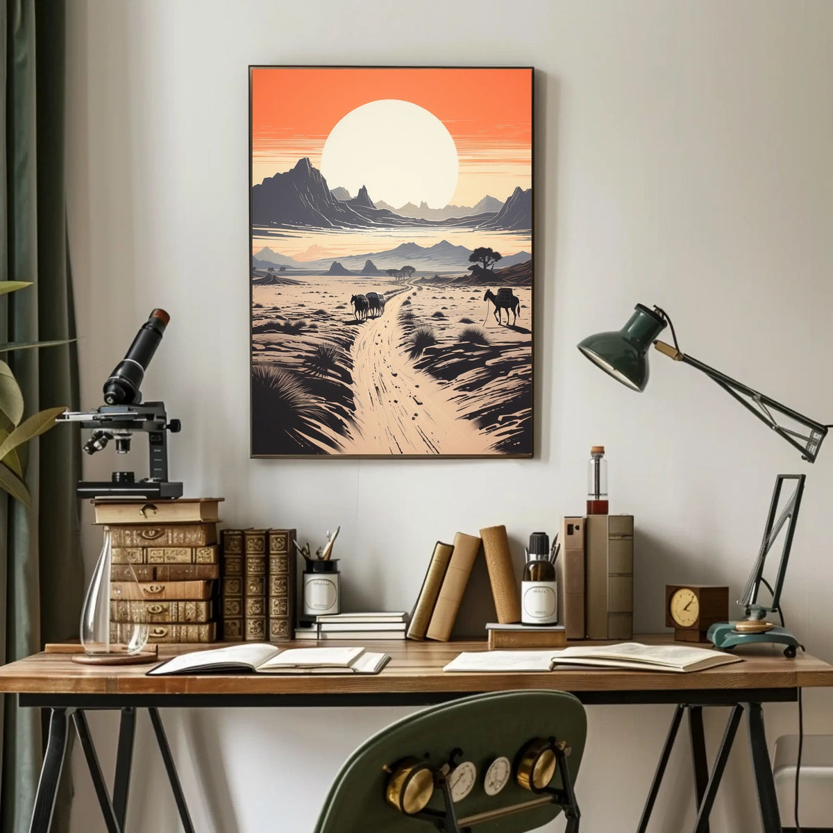 Desert Adventure Sunset: Modern Travel Exploration Poster