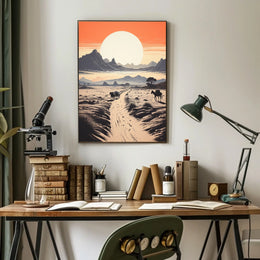 Desert Adventure Sunset: Modern Travel Exploration Poster