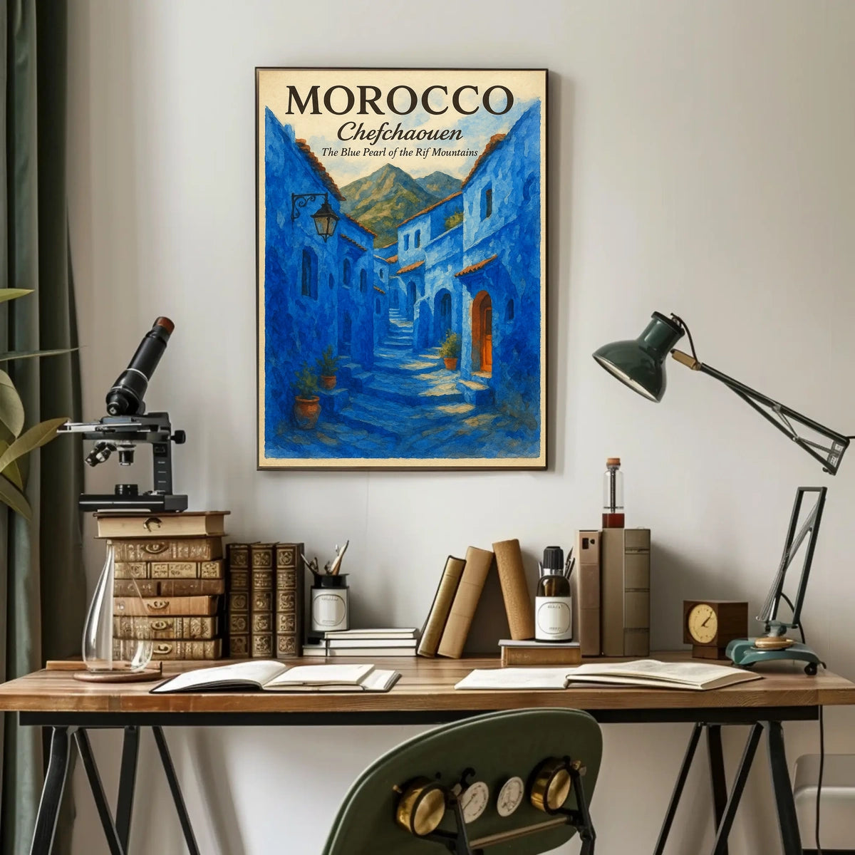 Chefchaouen Blue Pearl Moroccan Street Art Poster