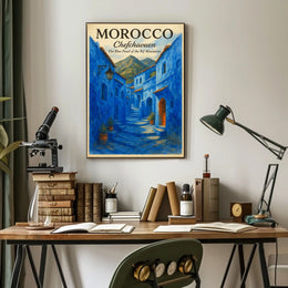 Chefchaouen Blue Pearl Moroccan Street Art Poster