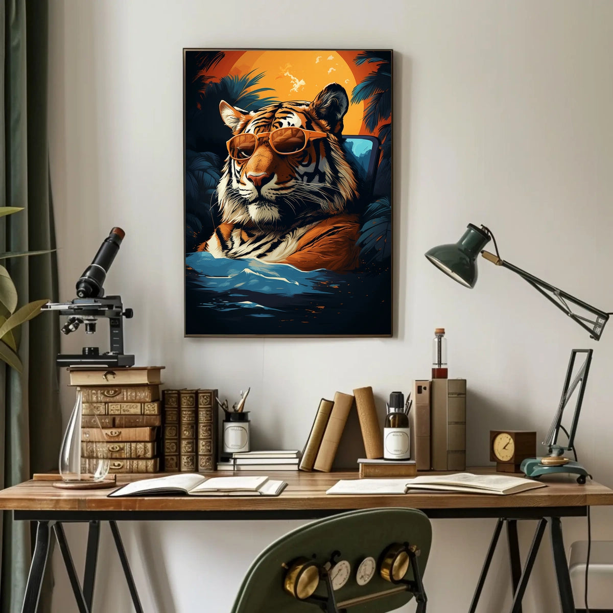 Tiger in Tropical Paradise Wall Art - Animal Poster