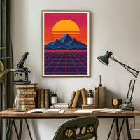 Retro-Futuristic Sunset Synthwave Futuristic Sci-Fi Poster