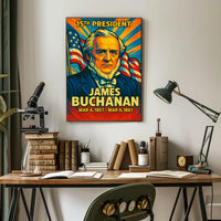 James Buchanan 15th President of the United States Colorful Comic Book Style Poster