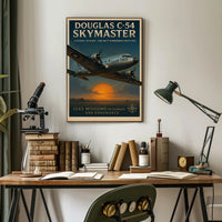 Douglas C-54 Skymaster Aviation Poster Vintage Print