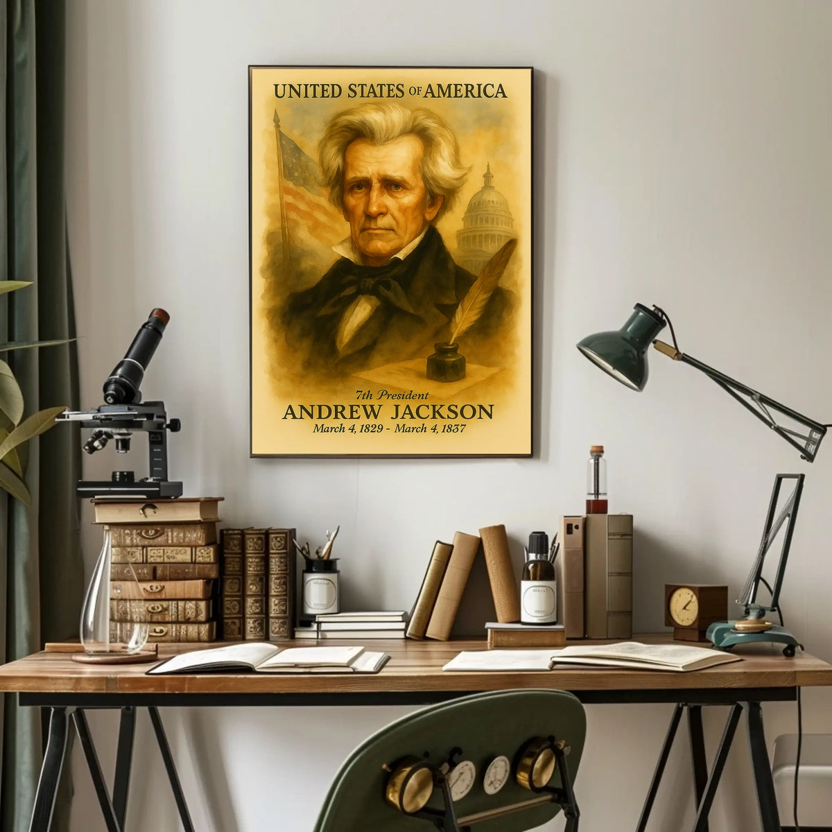 Andrew Jackson 7th President of the United States Vintage Watercolor Poster