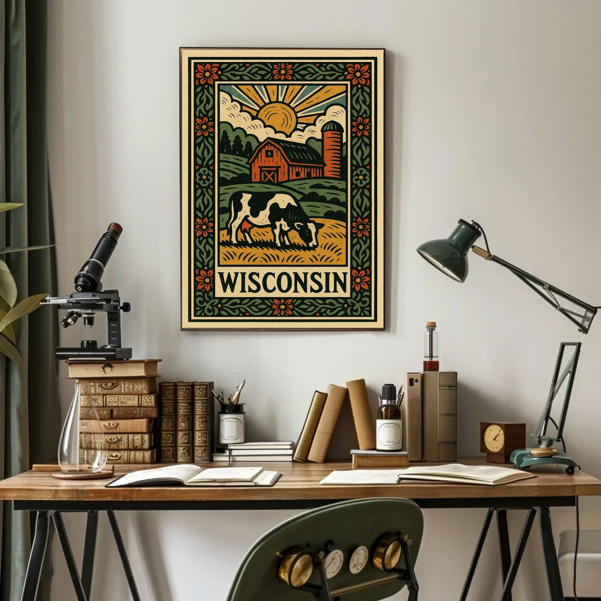 Timeless Rustic Wisconsin Countryside Landscape Wall Art Vintage Inspired Poster