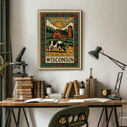 Timeless Rustic Wisconsin Countryside Landscape Wall Art Vintage Inspired Poster