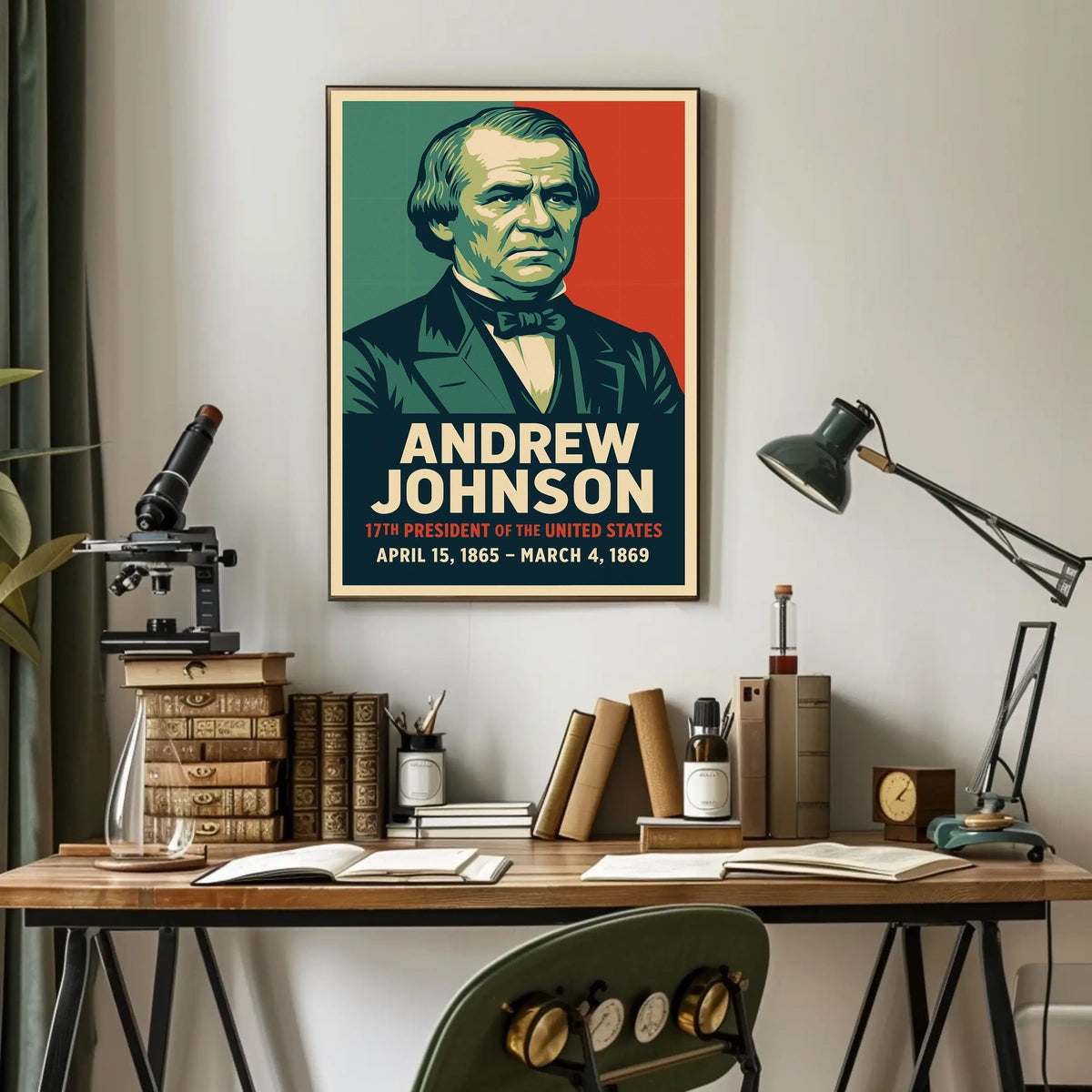 Andrew Johnson 17th President Collectors Lithograph Poster