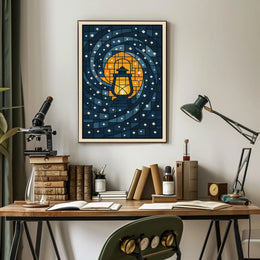 Lantern In The Night Sky Poster
