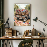Weathered Pickup Truck Vintage Road Scene Wall Art Poster
