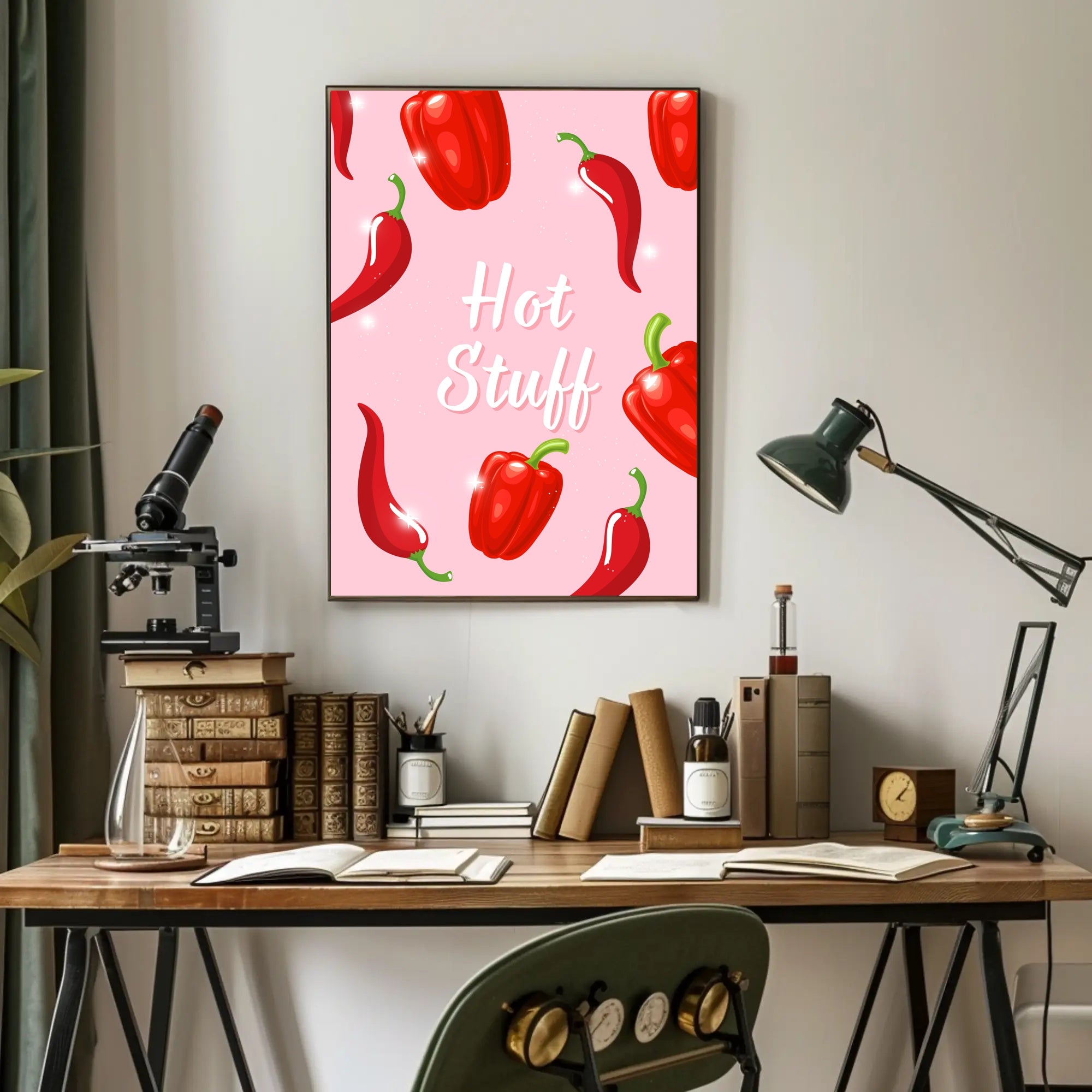 Spicy Peppers Illustration: Abstract Artistic Poster PosterGoat