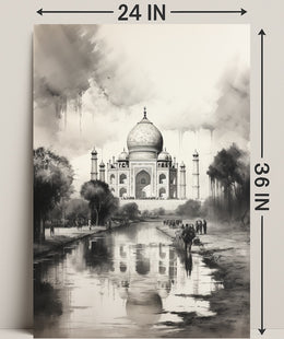 Majestic Reflections Of The Taj Mahal Poster