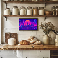 Neon Skyline Travel Poster Wall Art Print