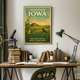 Iowa's Scenic Beauty Illustrated Travel Poster