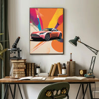 Luxury Sports Car Vibrant Abstract, Artistic, or Pop Culture Poster