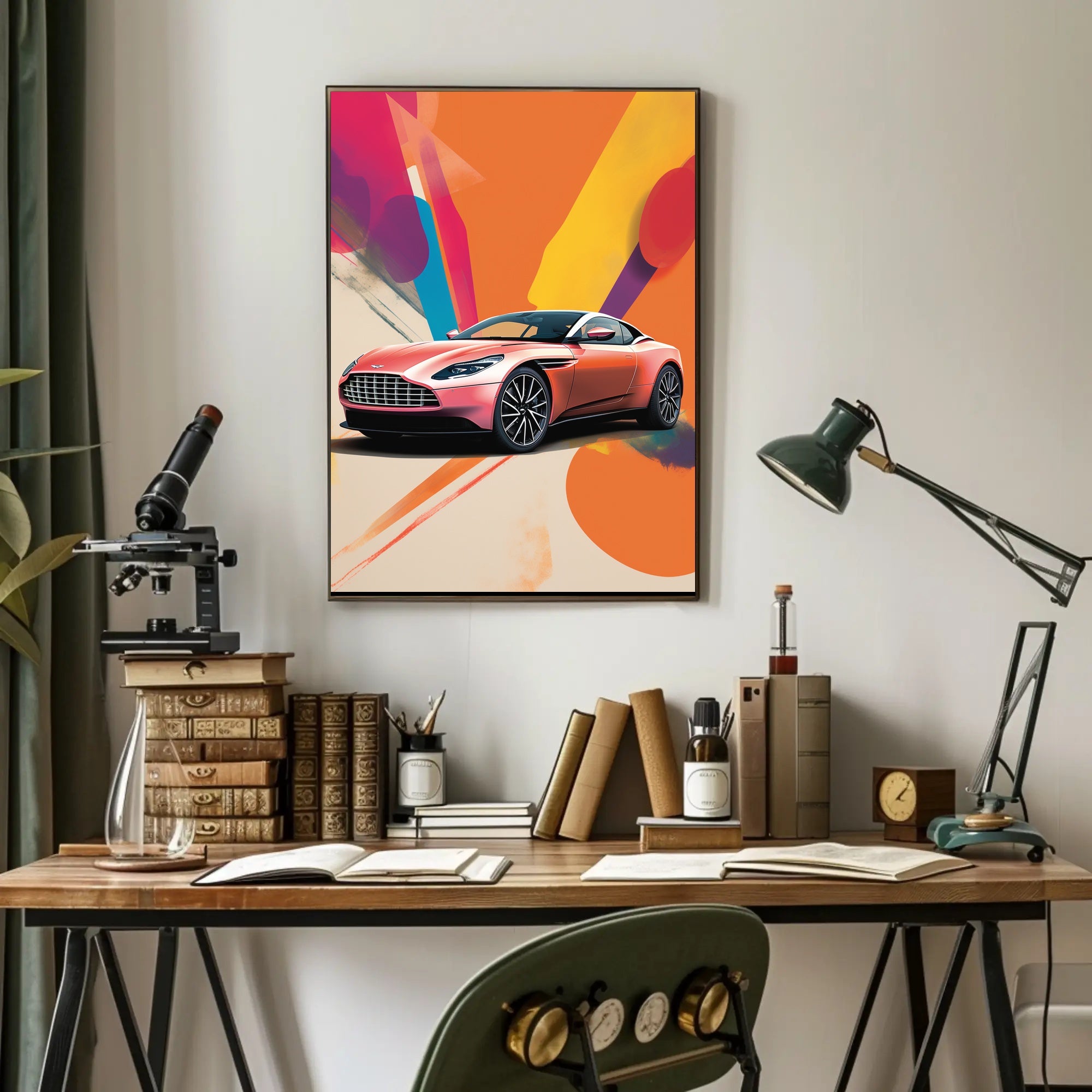 Luxury Sports Car Vibrant Abstract, Artistic, or Pop Culture Poster