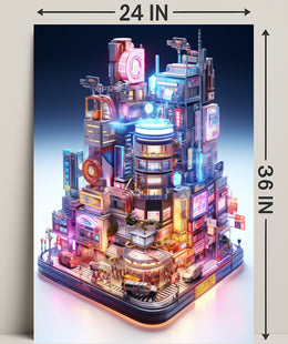 Neon Cityscape Poster