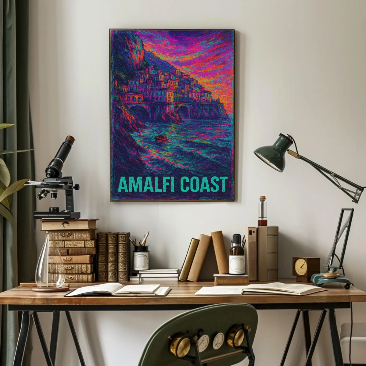 Amalfi Coast Vibrant Seascape Poster Turquoise Waters