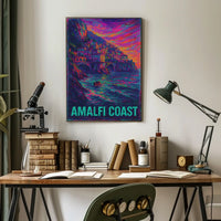 Amalfi Coast Vibrant Seascape Poster Turquoise Waters