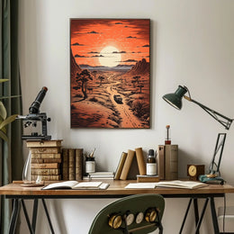 Desert Journey at Sunrise Travel Poster